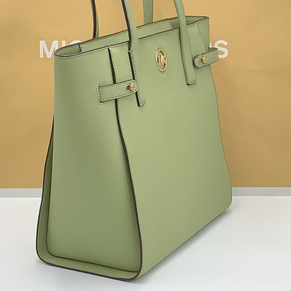 MICHAEL KORS CARMEN LARGE NORTH SOUTH TOTE LIGHT SAGE COLOR - Picture 5 of 15